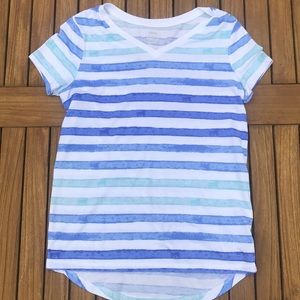 old navy cheap blue and white v neck tee